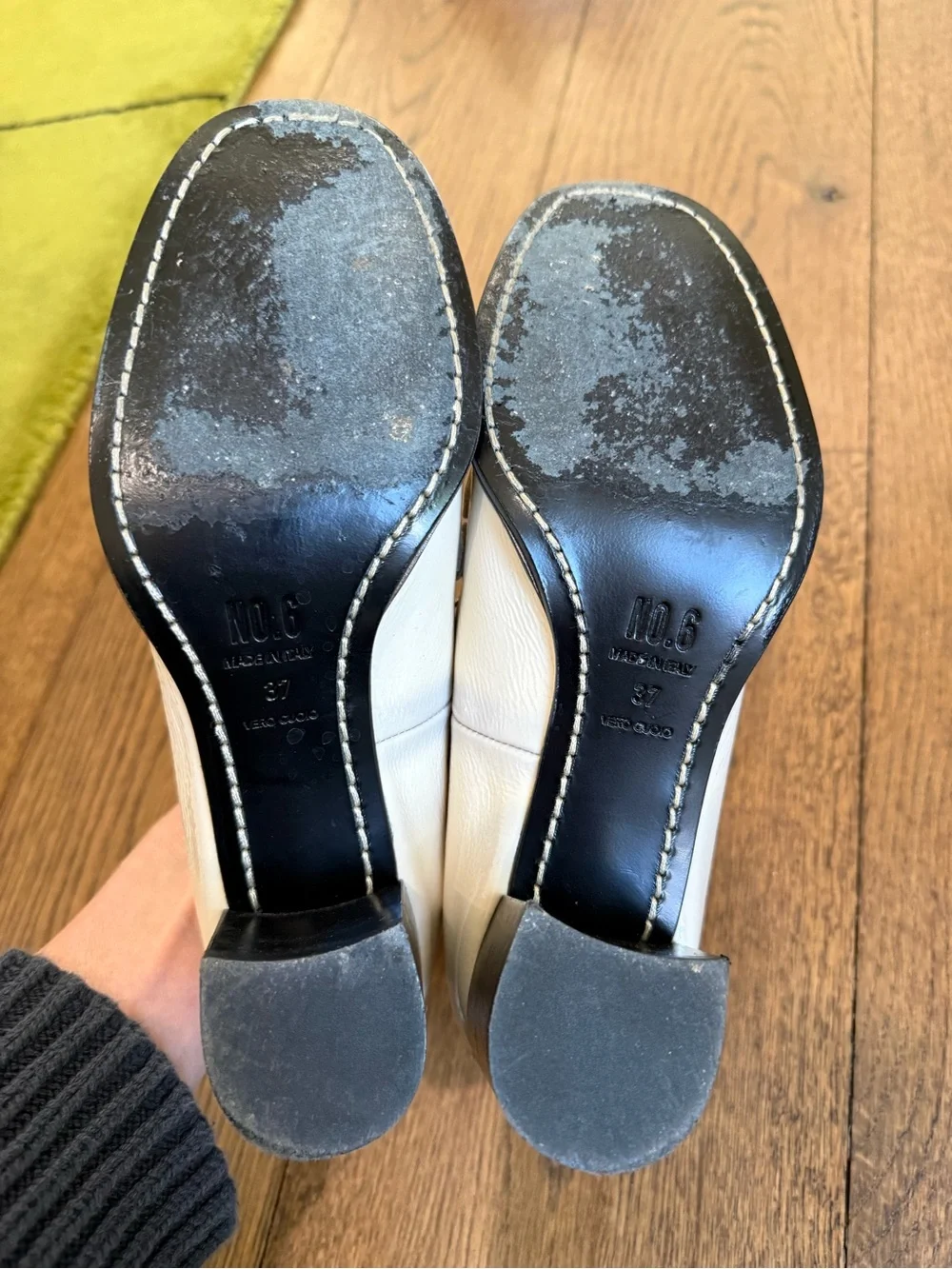 Women's Cream Leather Loafers w/heel